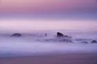 USA, New Jersey, Cape May National Seashore. Misty sunrise on ocean beach. Art Print